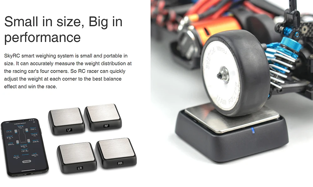 Фото Беспроводная система взвешивания SKYRC CWS Corner Weight System Bluetooth для радиоуправляемых моделей автомобилей, грузовиков, багги масштабов 1/8, 1/10, 1/12, модель SK-500036 №4
