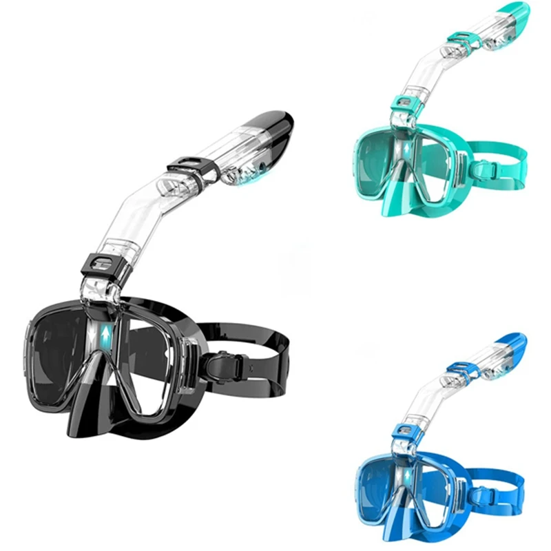 

Snorkel Mask Foldable Diving Mask Set With Dry Top System And Camera Mount, Anti-Fog Professional Snorkeling Gear