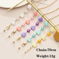 xqfate new simple color love pearl glasses chain lanyard for ladies fashion five pointed star rose charm mask holder neck strap