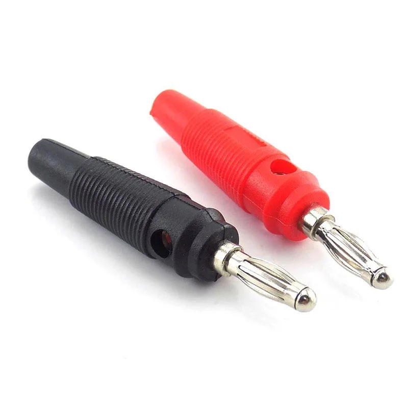 

4mm Banana Plug Connector Adaptor Red Black Solderless Side Stackable For Speaker Video Audio AV DIY Connectors L19