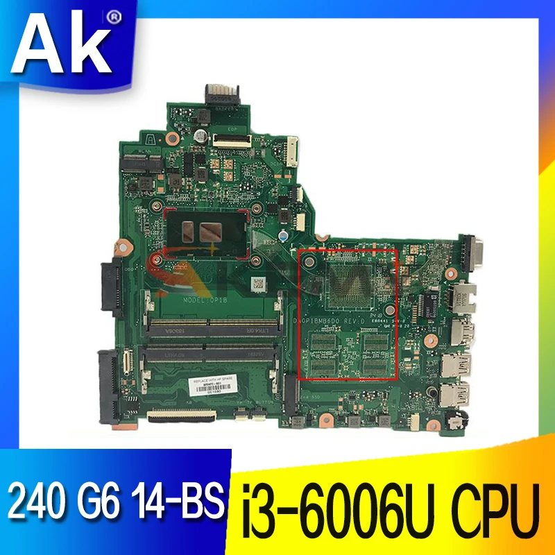 

For HP 240 G6 14-bs laptop motherboard SR2UW i3-6006U CPU L06727-001 925423-601 925423-001 DA0P1BMB6D0 Mainboard