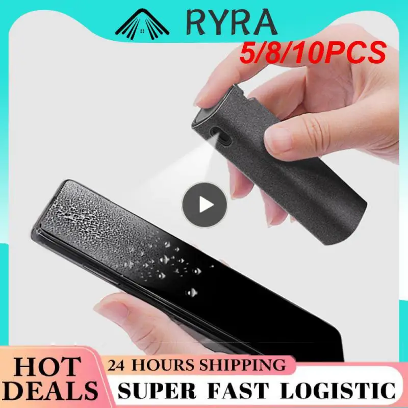 

5/8/10PCS Tablet Mobile PC Screen Cleaner Microfiber Cloth Set Cleaning Artifact Storage 2 In 1 Phone Screen Cleaner Spray Glass