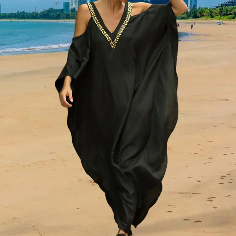 

Pullover Fabulous Comfortable Hollow Out Summer Dress Maxi Dress Beach Cover-up Long Sleeves Female Clothes