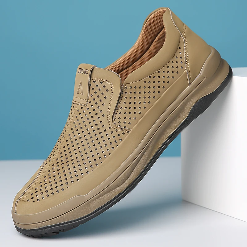 

High Quality Breathable Men Casual Shoes Fashion Leather Summer Sneakers Sports Elegant Men's Shoes Driving Loafers Moccasins