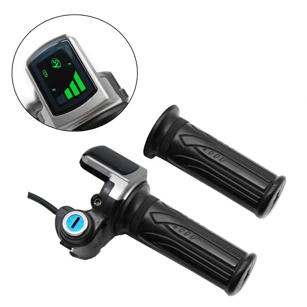 

1 Pair Electric Ebike Twist Throttle 36V 48V 60V Grip Speed Control LCD Battery Display Scooter E-Bike Gas Handle With Lock