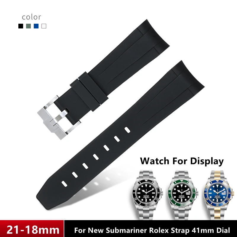 Ремешок для часов Rolex 21 мм с закругленными концами мягкий фторуглеродный каучук