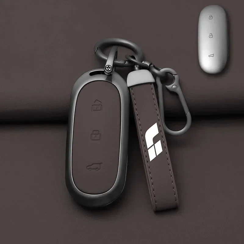 

Для LIxiang L7 L8 L9 2022 2023 2024 2025 кожаный чехол для ключей от автомобиля, внутренний декор, брелок, защитная сумка, автоаксессуары