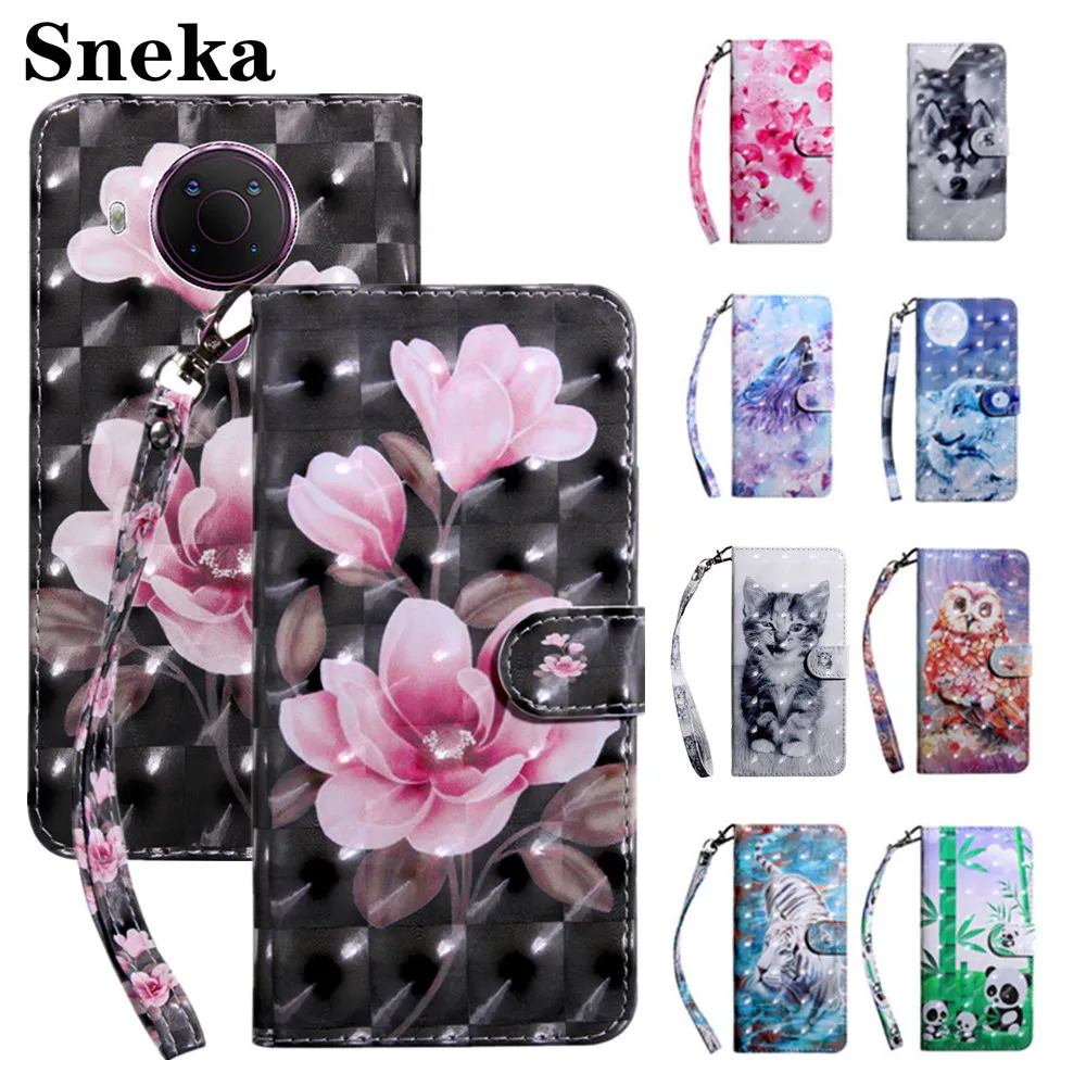

3D Painted Leather Flip Phone Case for Nokia G22 G11 5.4 3.4 1.3 2.3 5.3 7.2 Ctue Animal Pattern Stand Wallet Card Holder Cover