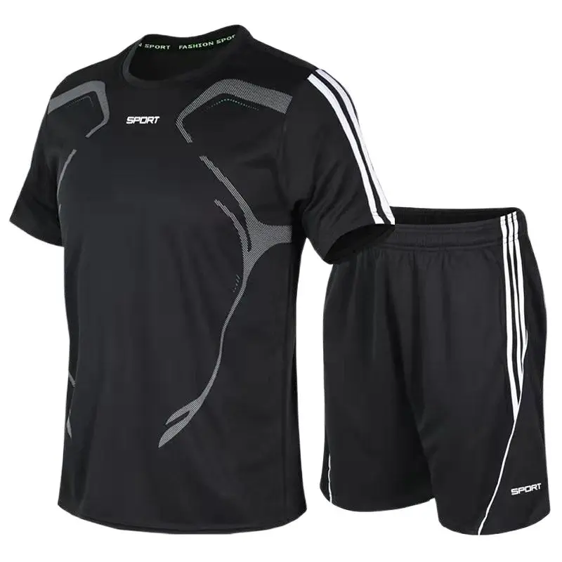 Trend Summer Quick Dry Men's T Shirt Loose O-neck Short Sleeve Tops Casual Comfortable Shorts 2 Piece Outfit Men Sports Clothing