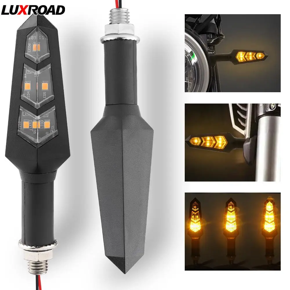 

Motorcycle LED Turn Signal Light Universal Water Flowing Arrow Lamp Indicator 10mm Blinker Waterproof Flashing for cafe racer