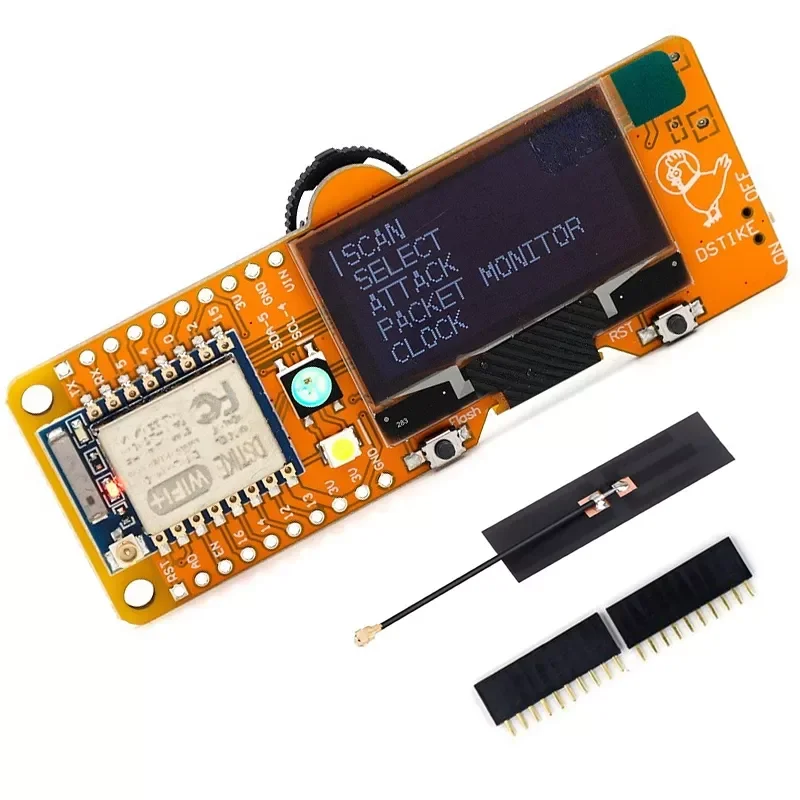 

Инструмент для тестирования Wi-Fi ESP8266 макетная плата Wi-Fi Deauther DSTIKE Mini EVO с OLED-дисплеем 1,3 дюйма и антенной 5 дБ