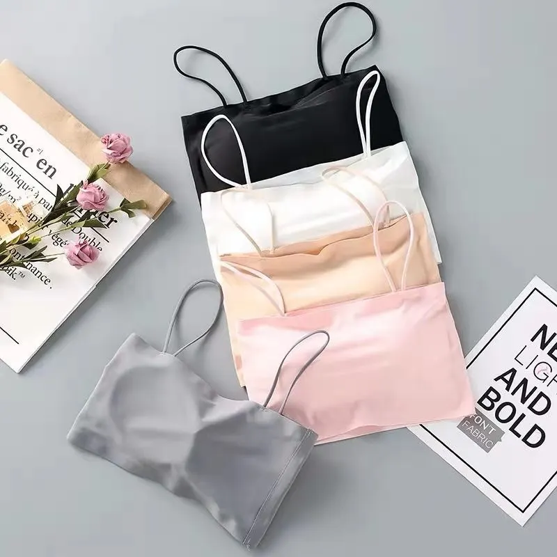 Ice Silk Top Women Seamless Bra One-piece Underwear Wireless Comfortable Bras Summer Tube Tops Female Lingerie Pushup Bralette