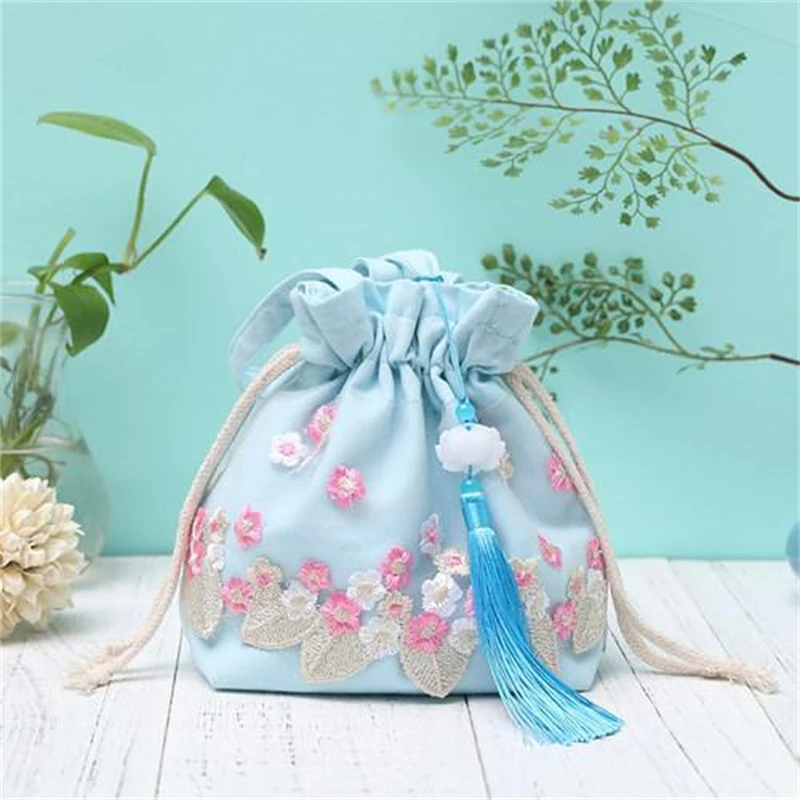 Canvas New Ancient Hanfu Chinese Style Fairy Embroidery Crossbody Bag Shoulder Mini Costume Cloth Purse