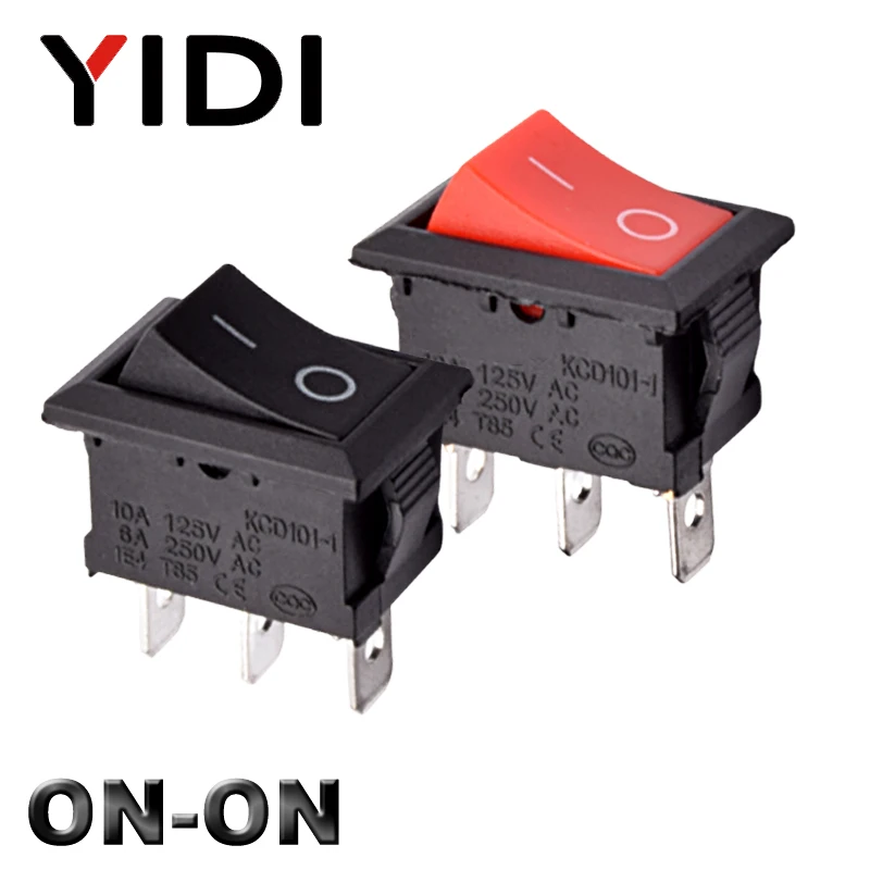 10 шт./лот KCD1 Mini 6A 250VAC клавишный переключатель ВКЛ./ВЫКЛ. SPST 12 В 220 красный зеленый