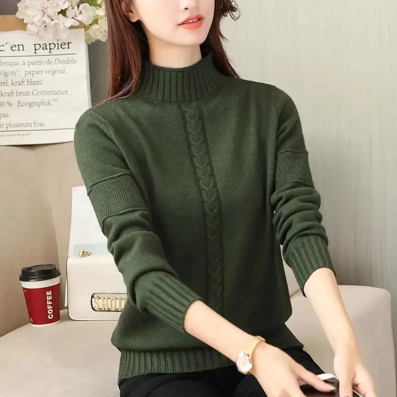 

Women's Sweater 2022 New Turtleneck Knitted Sweater Long Sleeve Pullover Female Solid Soft Knitwear Jumpers Basic Sweaters