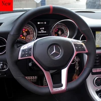 hand stitched leather suede car steering wheel cover for mercedes benz glk300 e200 glc260 e300l e320 car interior accessories