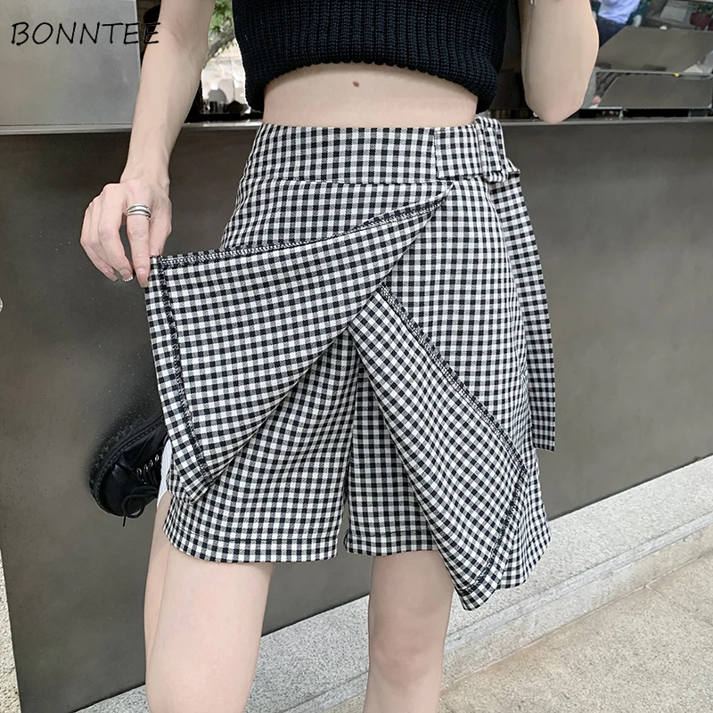 

Summer Skirts Women Irregular Fashion Mini Lady Empire All-match Vintage Preppy Style Streetwear Casual Fit Tender Plaid Faldas