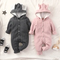 newborn rompers infant cute baby clothes 0 2 years old baby bow zipper climbing clothes autumn winter sweater jumpsuit