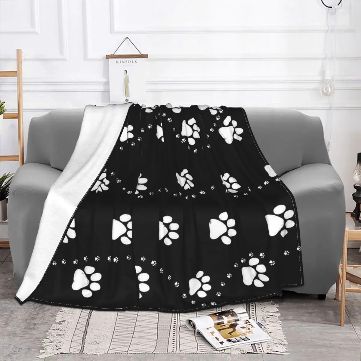 

Многофункциональное Флисовое одеяло, летнее покрывало с изображением лап собаки, нескользящее, очень теплое, для дома и офиса