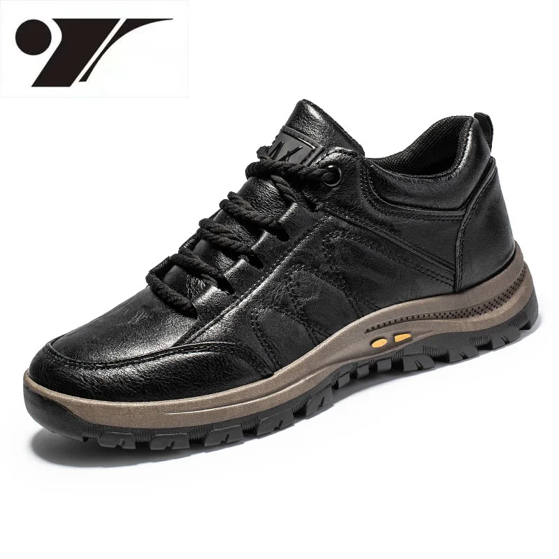 

Мужские кожаные кроссовки, однотонная модная Уличная обувь в стиле ретро, повседневные удобные, на платформе, для походов