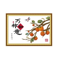 joy sunday persimmon and bird printing stamped 14ct 11ct counted cross stitch kits fabric handmade embroidery needlework sets