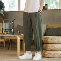 streetwear casual joggers mens pants cotton linen sweatpants ankle length men trousers m 5xl chinese style harem pants men