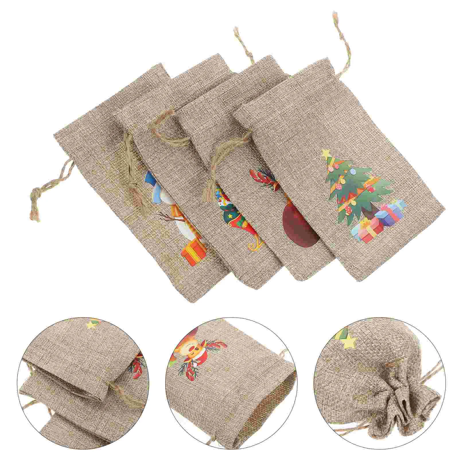 

24 Pcs Christmas Sack Gift Packing Bags Packaging Snacks Drawstring Organizer Pouch Party Favors Burlap Pouches