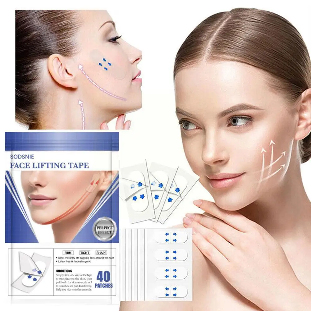 

40 Patches Face Lift Stickers Invisible Waterproof Line Wrinkle Thin Face Facial Line V-Shape Face Lift Tape Scotch For Fac V1M4