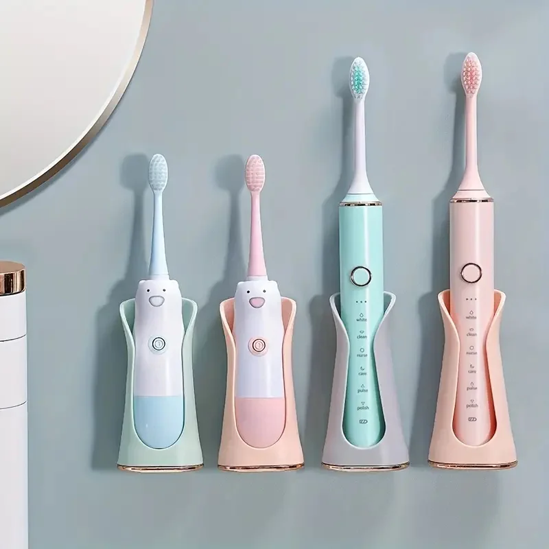 

1pc Silicone Toothbrushes Storage Rack Adult Children's Punch Free Wall Mounted Electric Toothbrush Holder Bathroom Accessories