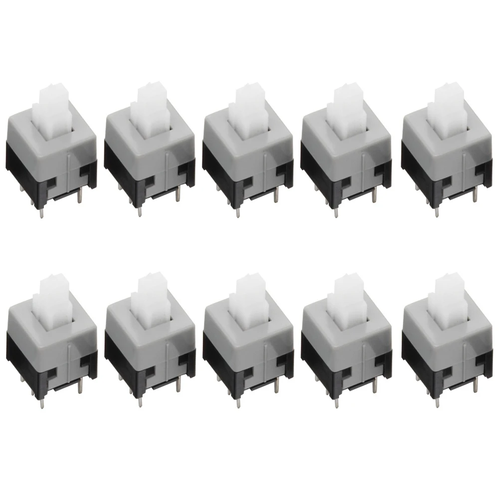 

10Pcs 8.5*8.5MM Self-Locking Switch Square Head 3.3X3.3 Double-Row 6 Feet Interlocking Console Button Switches