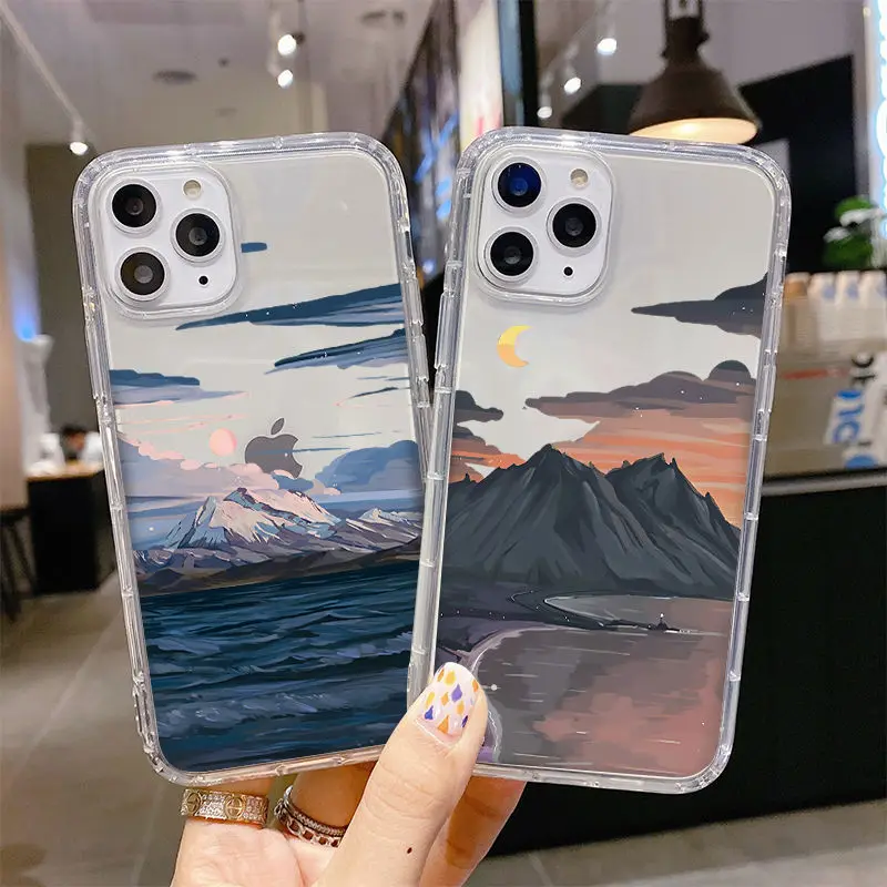 Чехол для телефона с изображением заката корейский чехол iPhone 11 13 12 Pro Max Mini X XR XS MAX SE