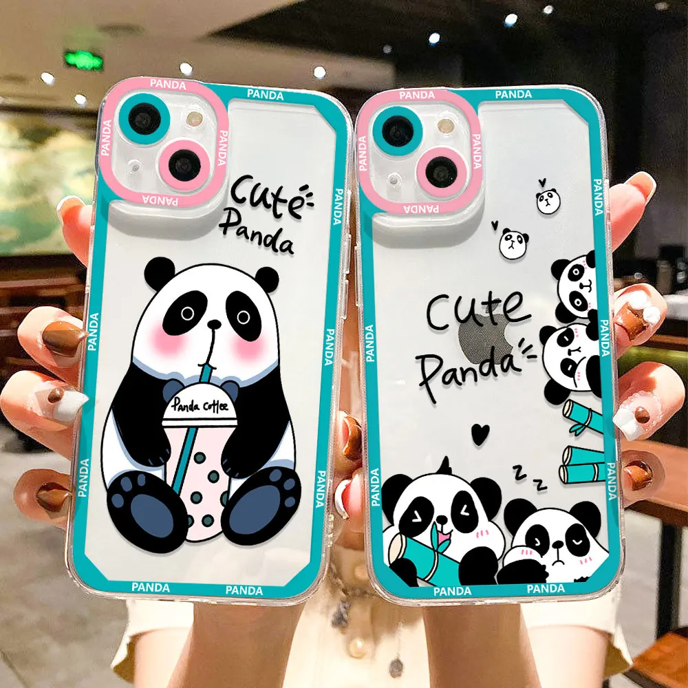 

Silicon Case For Iphone 13 11 12 14 Pro Max XR X Xs 7 8 Plus SE 2020 13 Mini 14promax Len Protection Cute Panda Covers Fundas
