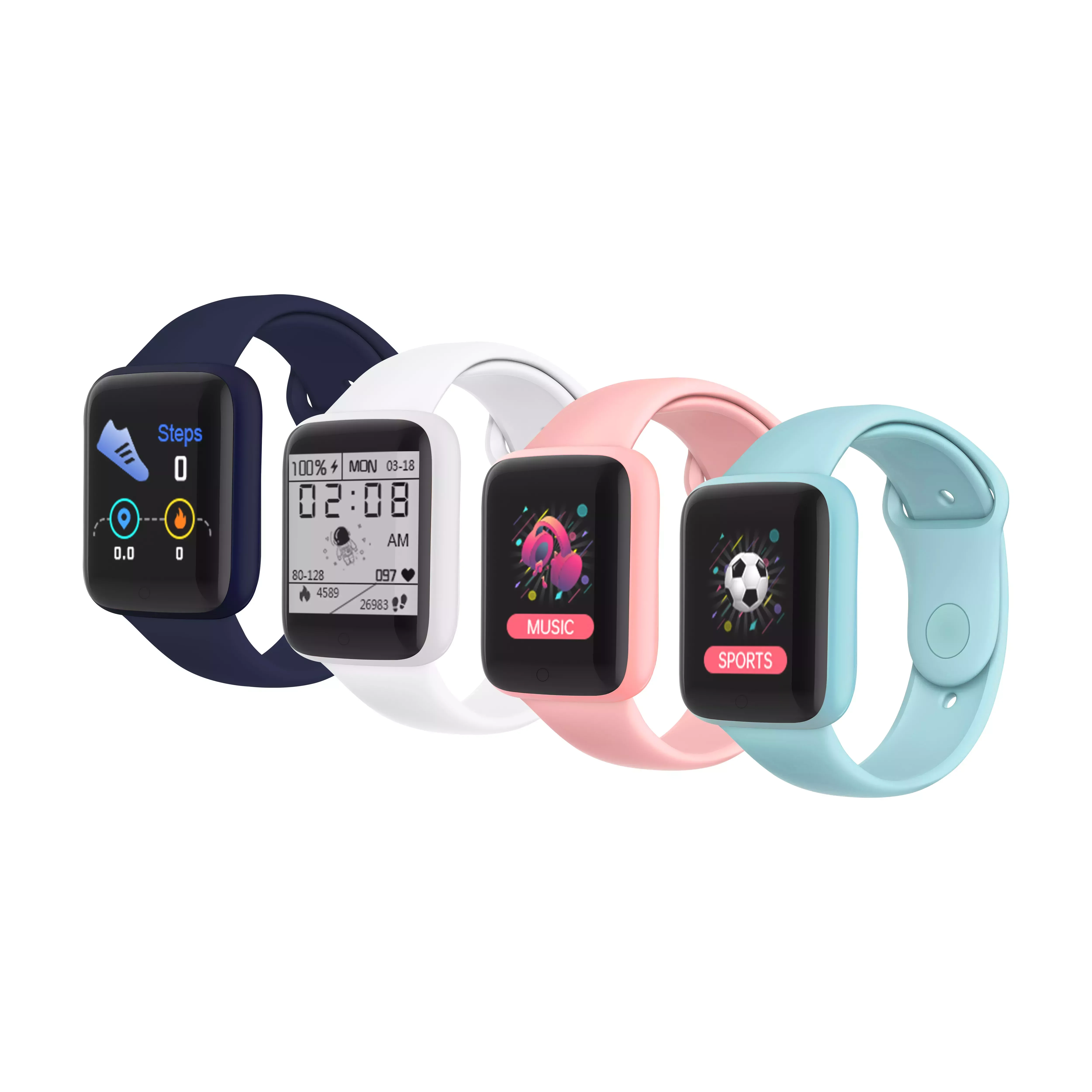 D20/y68 Smartwatch Macaron Colors Sport Smart Watch Put Photo Sleep Fitness Tracker Message Reminder 1.44 inch enlarge