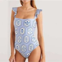 bikinis 2022 fanshion swimwear for girls printed ruffled one piece swimsuit beachwear summer swimming biquini surf wear tankini