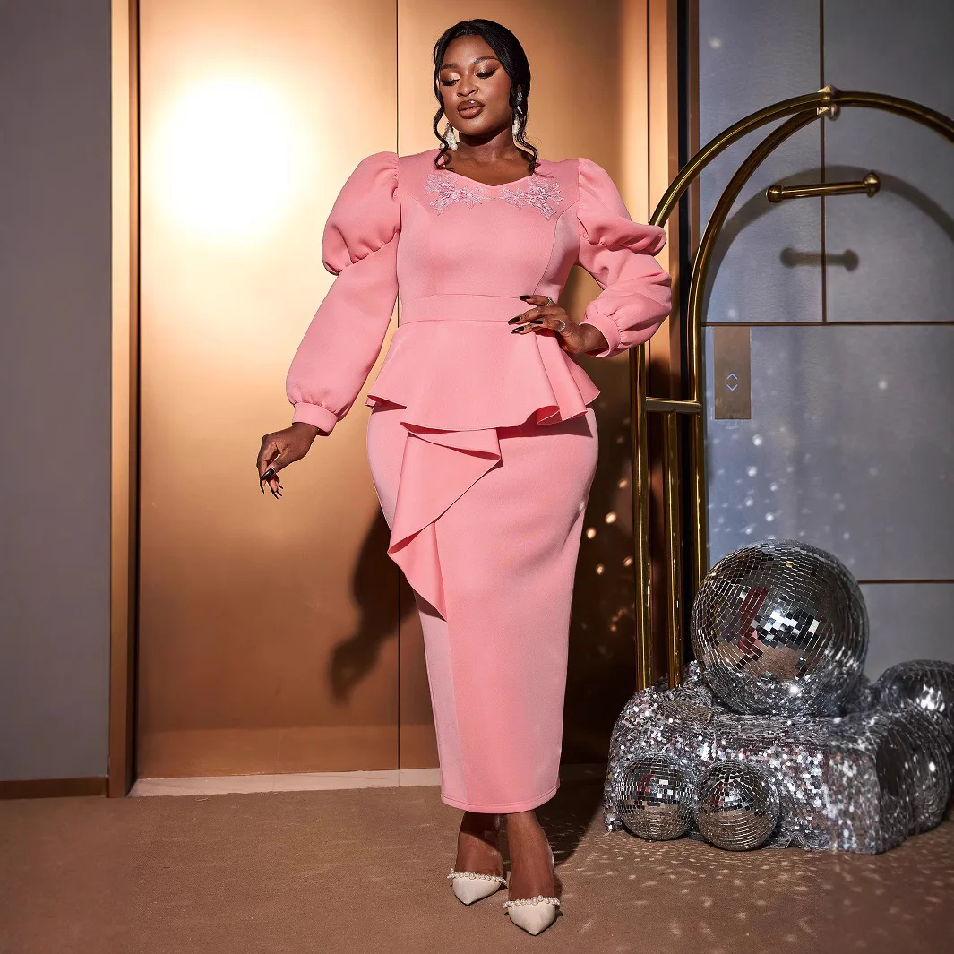 Стильные вечерние платья с длинными рукавами для женщин кружевные квадратным