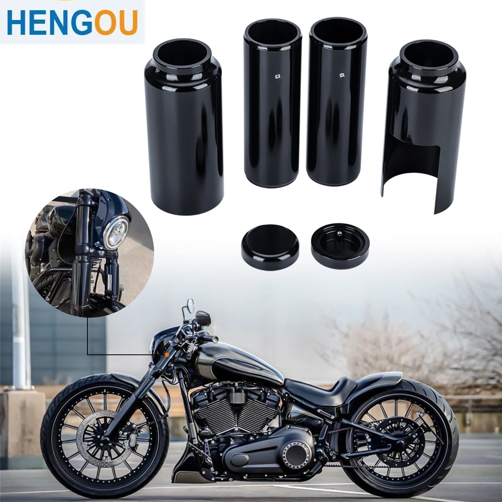 

Motorcycle Complete Tube Protective Black Full Fork Cover Set for Harley-Davidson Softail FXSB Breakout 2013-2017