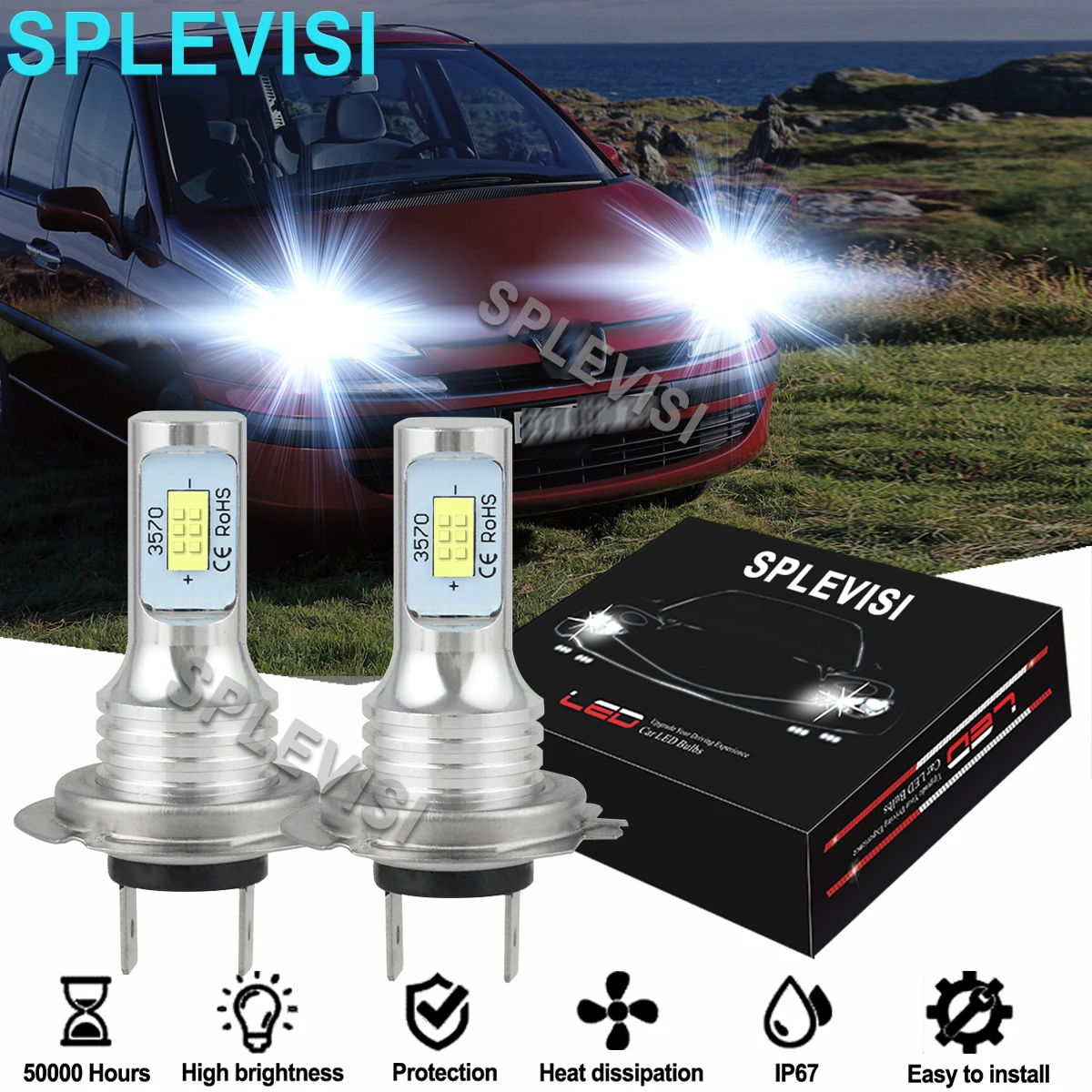 

2x LED Headlight High/Low Beam Bulbs 6000K White Fit For Peugeot 807 2002-2015 Peugeot 3008 2009-2016 Peugeot 206 1998-2009