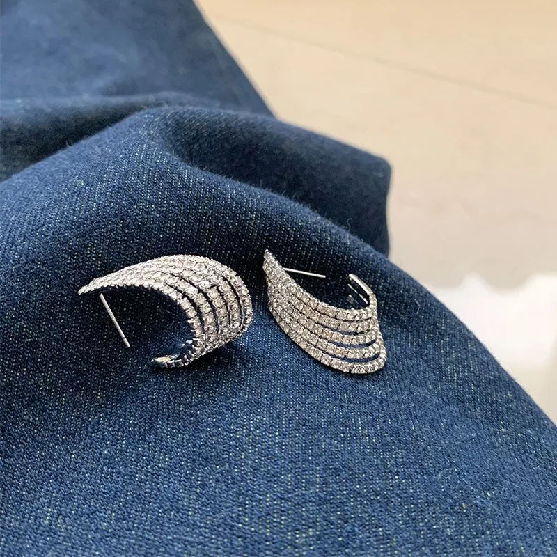 

Full Rhinestones C Shaped Drop Earrings For Women 2023 New Multi Layers Jewelry Earings Wholesale