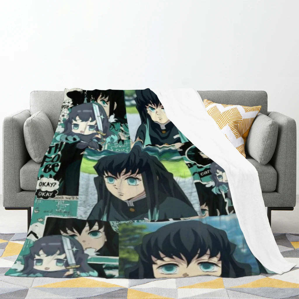 Пушистое детское одеяло Muichiro Tokito - Demon Slayer диван поход сна покрывало уютное