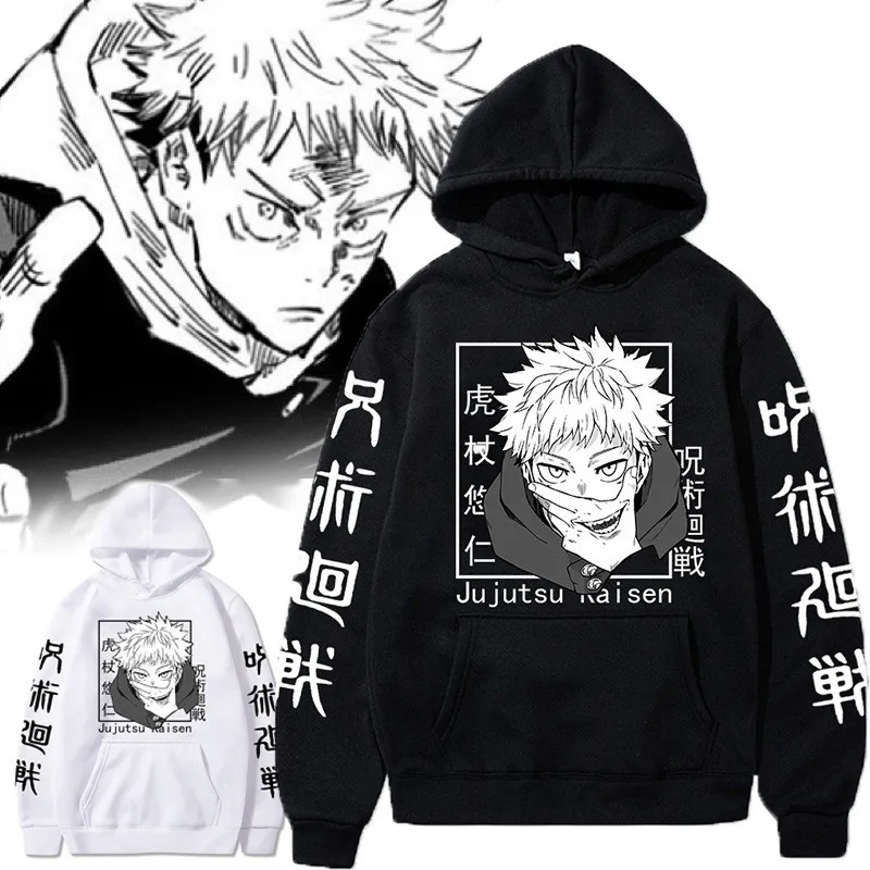 

Japanese Anime Jujutsu Kaisen Printed Hoodie Spring And Autumn Pure Cotton Hooded Long-sleeved Fleece Sweater For Men And Women