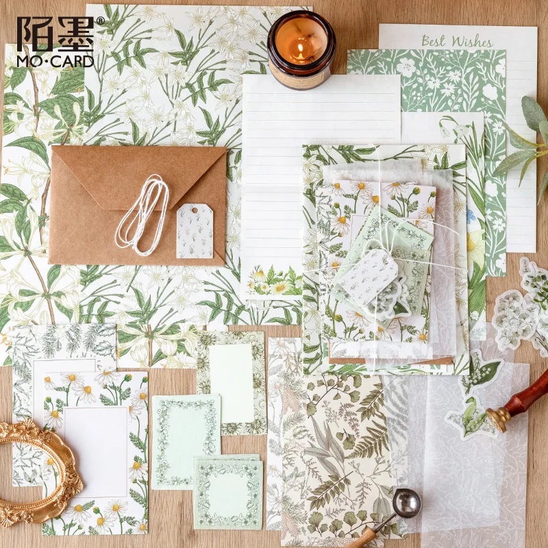 

40pcs Retro Material Paper Memo Pads Forest Letters Junk Journal Letter Collage Decoration Art Background Paper