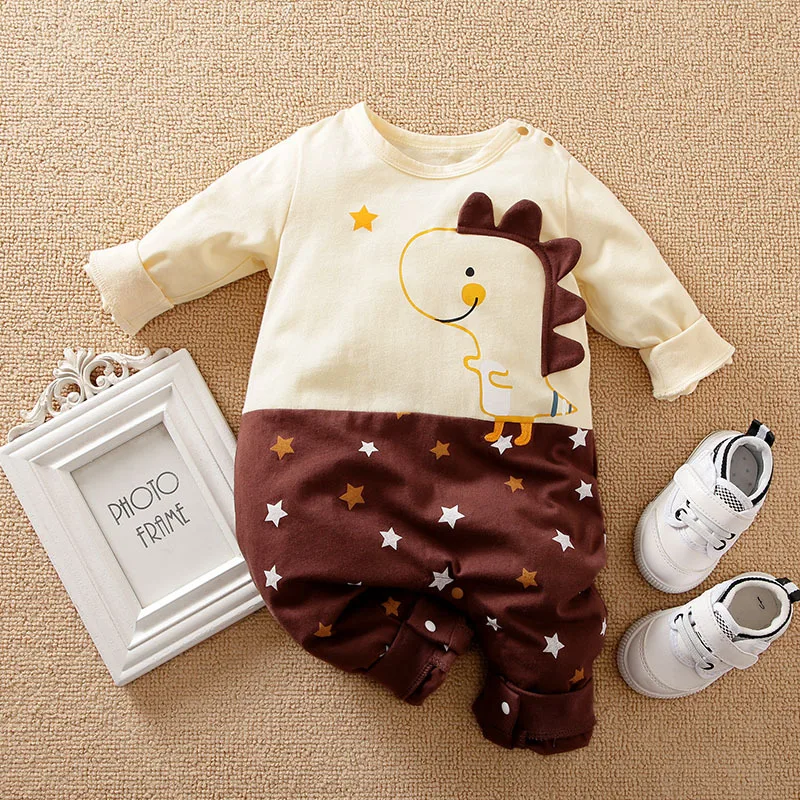 

Bodysuits for Infants Baby Spring/ Autumn Costume Cartoon Onesie Boys and Girls Go Out Crawling Suit Korean Version Baby Romper