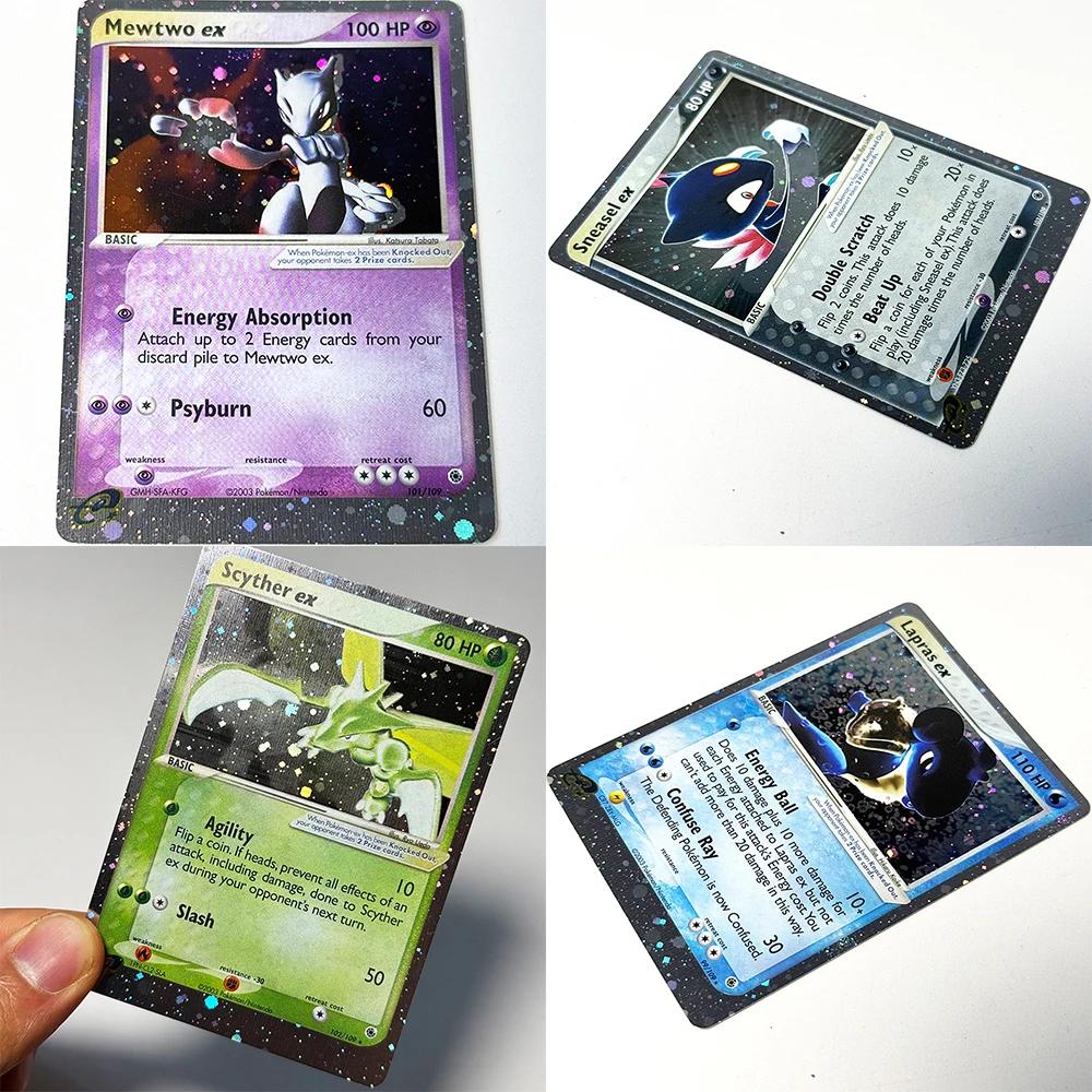 Коллекционные карты PTCG Ruby & Sapphire Series PKM: Редкие фольгированные карты Blaziken (прокси-карты) # 3 Лапрас экз. # 99 Мьюту ex # 101 Scyther ex # 102 Снейсел ex # 103 (art.: 3920da85d1bec) - 3920da85d1bec