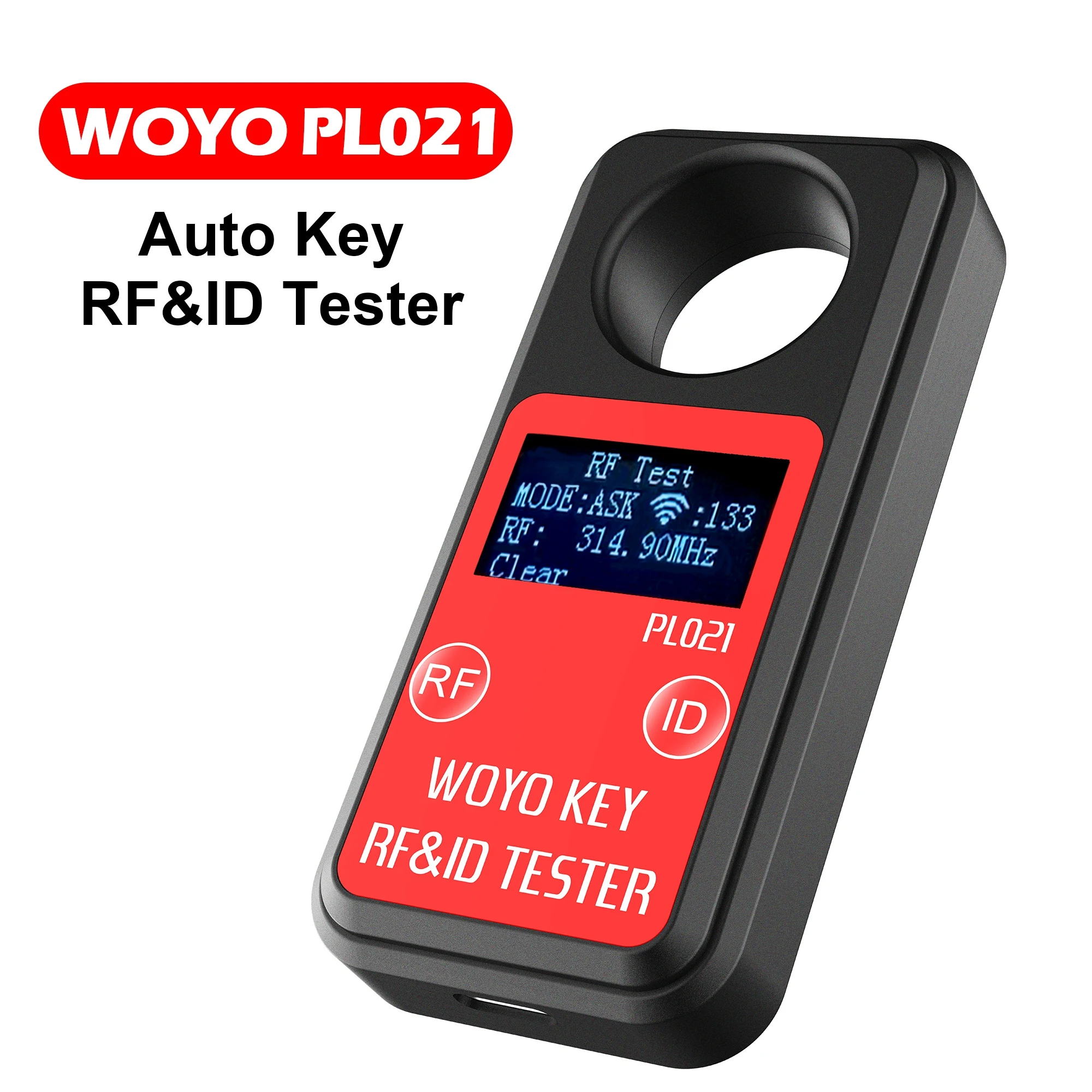 Фото WOYO PL021 Тестер RF и ID для всех автомобильных ключей, детектор пультов 100–1000 МГц, проверка RSSI, ASK/FSK, считывание ID и типа чипа автоключа №1