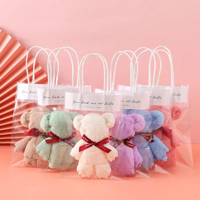 

1Pc Colorful Cute Bear Towel Coral Fleece Lovely Gifts Baby Shower Wedding Gifts for Guests Bridesmaid Gifts Bag Party Favors