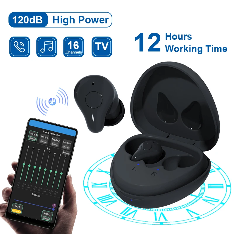 

Bluetooth Hearing Aids Digital CIC hearing aid Severe Hearing Loss Rechargeable Sound Amplifiers 16 Channels Powerful Ears Aids