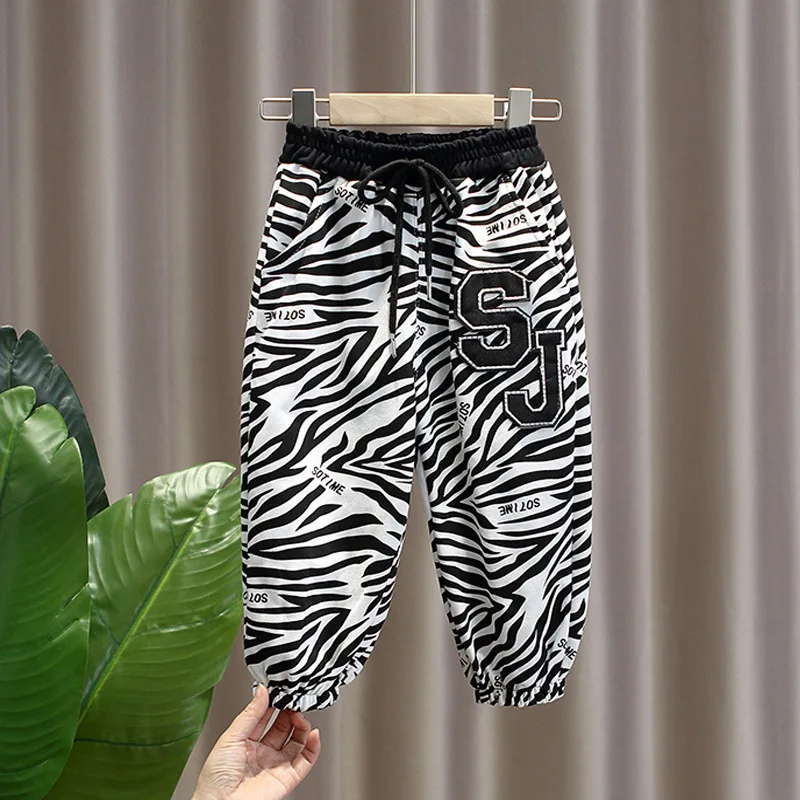 

New 2-8Years 2022 Spring Leopard Print Children Pants for Baby Boys Pants Harem Pants for Kids Sport Pants