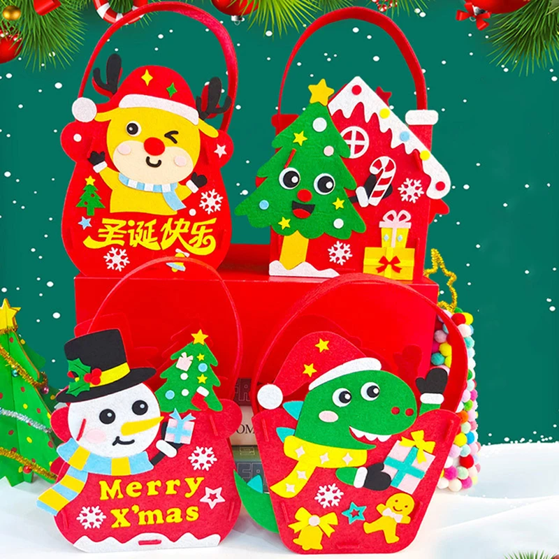 

DIY Felt Christmas Tree Bag Kids Toys For Children Kindergarten Crafts Snowman Educational Toys Decoration Best Gifts