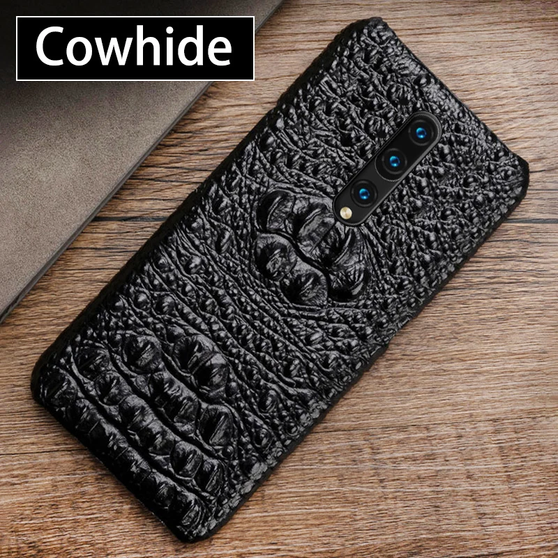 

Genuine Leather Phone Case For Oneplus 8 Pro 7 Pro 7T Pro 6 6T 5 5T 3 3T Case Crocodile Head Texture Back Cover Cowhide Funda