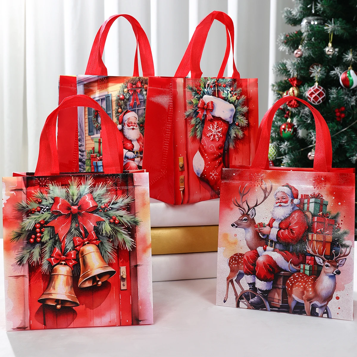 Christmas Gift Bags Non-woven HandBags Merry Decoration 2024 For Home Navidad Natal Xmas Packing New Year 2025
